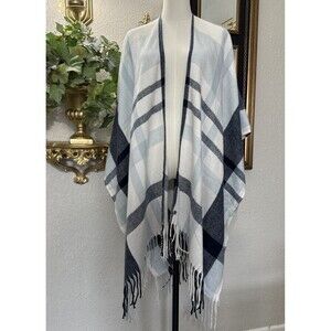 Women’s Striped Fringe Knit Open Cardigan Kimono One Size Boho Cover Up